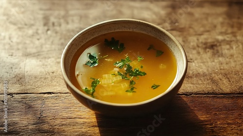 Homemade Vegetable Soup in a Rustic Bowl