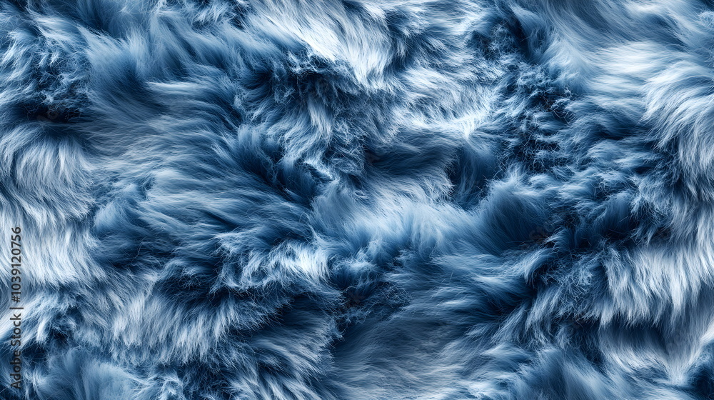Obraz premium Close-up of soft, fluffy light blue fur texture. Cozy and bright texture image, perfect for backgrounds, clothing designs and soft textile concepts. Creates a homey atmosphere. 