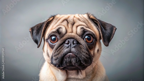 A curious canine with soulful eyes and a wrinkled brow, patiently awaiting a treat or a playful romp.