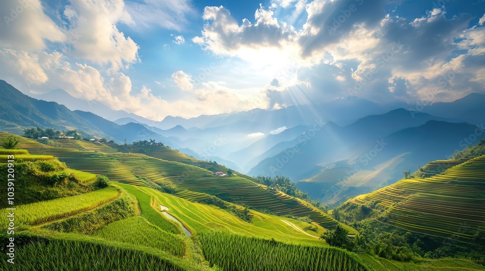 Fototapeta premium Rice Terraces in the Mountains of Vietnam