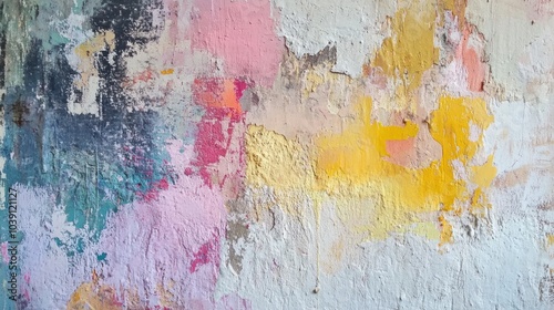 Abstract texture with a mix of bright and muted colors, creating depth