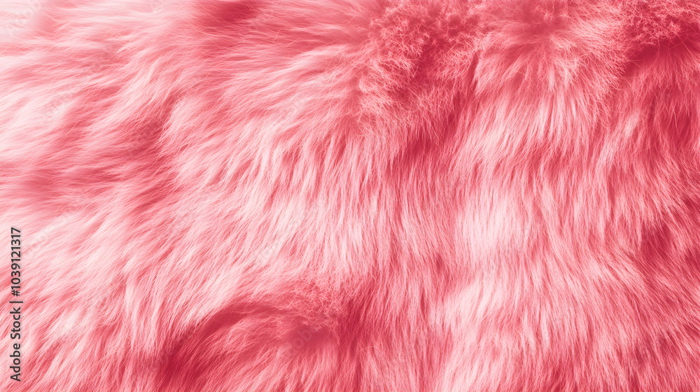 Close-up of soft, fluffy pink fur texture. Cozy and bright texture image, perfect for backgrounds, fashion design and soft textile concepts. Creates a homey atmosphere. 