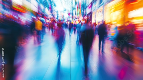 Wallpaper Mural Blurred Cityscape with a Crowd of People Torontodigital.ca