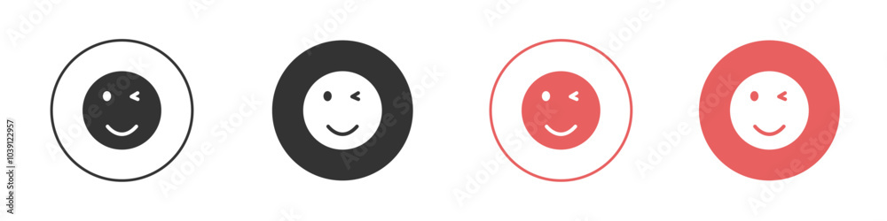 Fototapeta premium Winking eye icon Flat set in black and white color