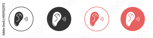 Active listening icon Flat set in black and white color