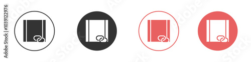 Backlink icon Flat set in black and white color