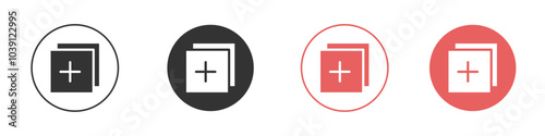 Add new icon Flat set in black and white color