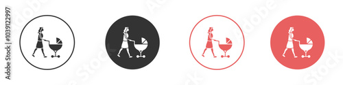 Babysitter icon Flat set in black and white color