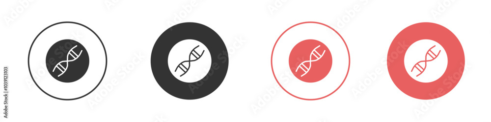 DNA icon Flat set in black and white color DNA icon Flat set in black and white color