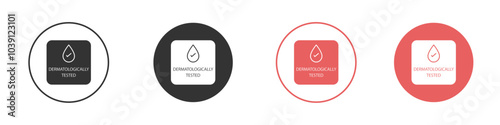 dermatologically tested icon Flat set in black and white color