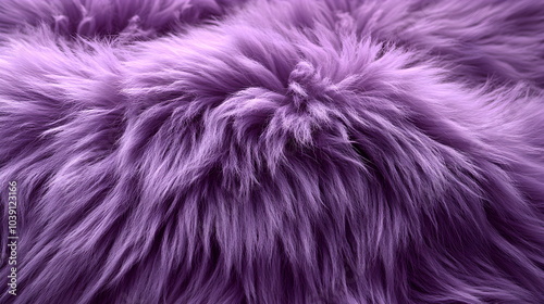 Close-up of soft, fluffy purple fur texture. Cozy and bright texture image, perfect for backgrounds, clothing designs and soft textile concepts. Creates a homey atmosphere. 