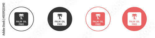 Palm oil free icon Flat set in black and white color