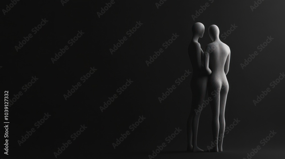 Two Silhouettes in a Dark Background Two Silhouettes in a Dark Background