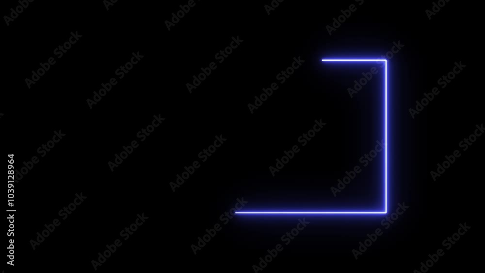 Abstract neon rectangle frame animation on black background. Colorful laser show seamless loop 4K border.Blue  light moving for overlay element