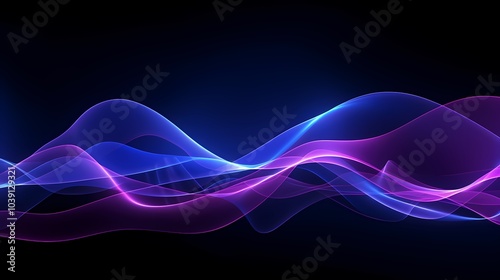 Digital technology blue and purple abstract sound wave PPT poster background