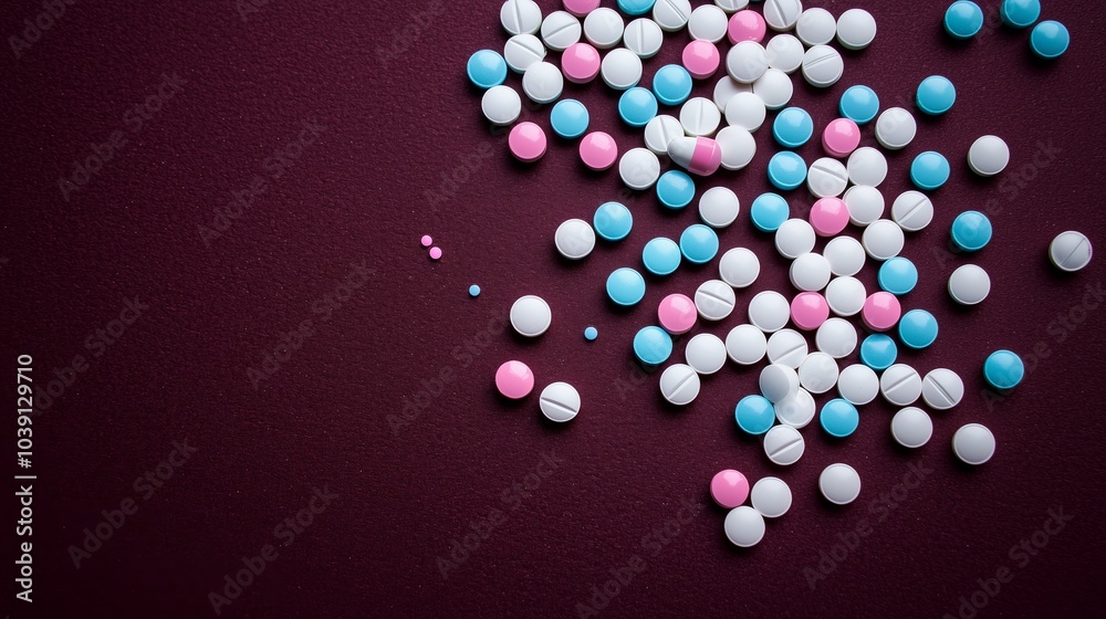 Colorful Tablets Spread on Dark Background Colorful Tablets Spread on Dark Background