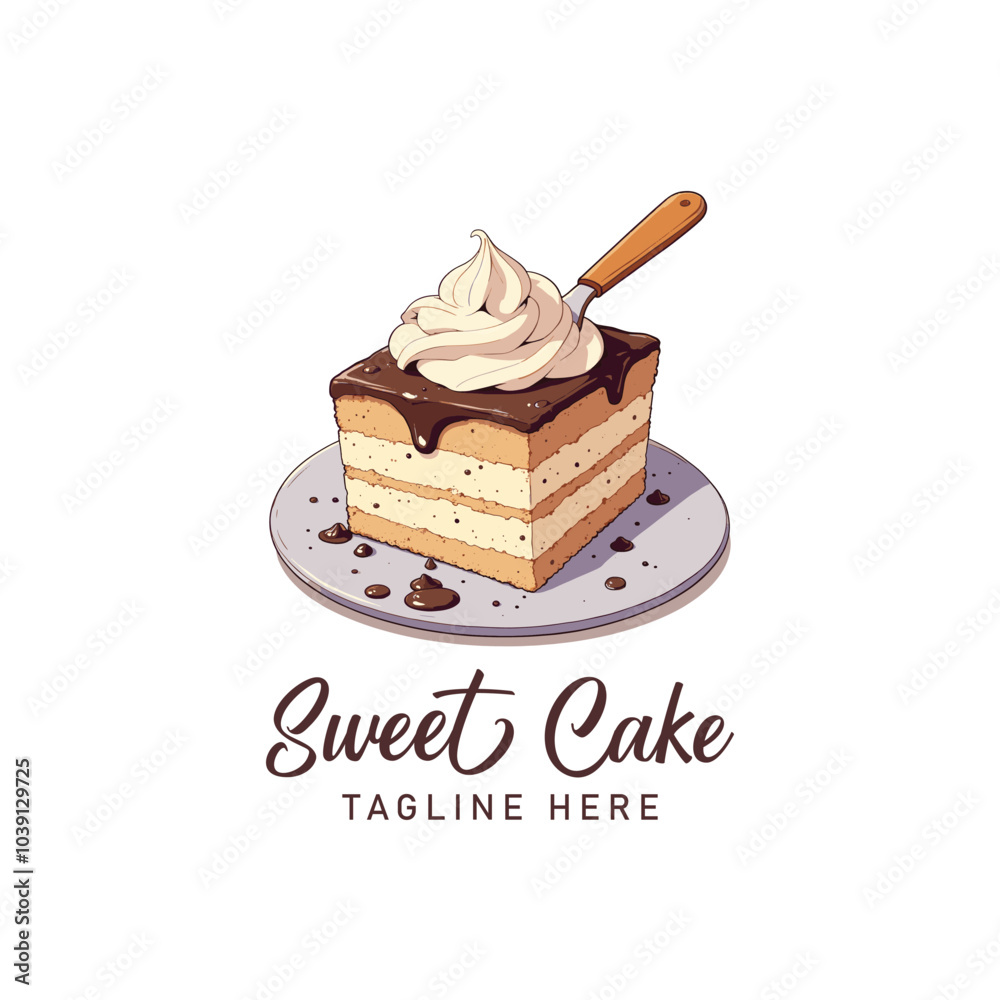 Cake bakery shop logo design vector template. Sweet cake icon based ...