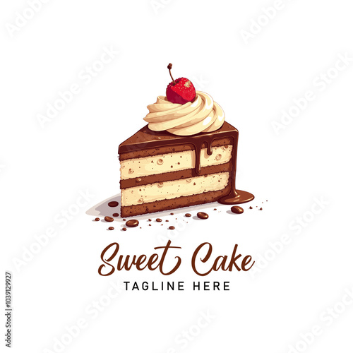 Cake bakery shop logo design vector template. Sweet cake icon based logo design editable vector file. cup cake, slice cake, pasty, birthday cake