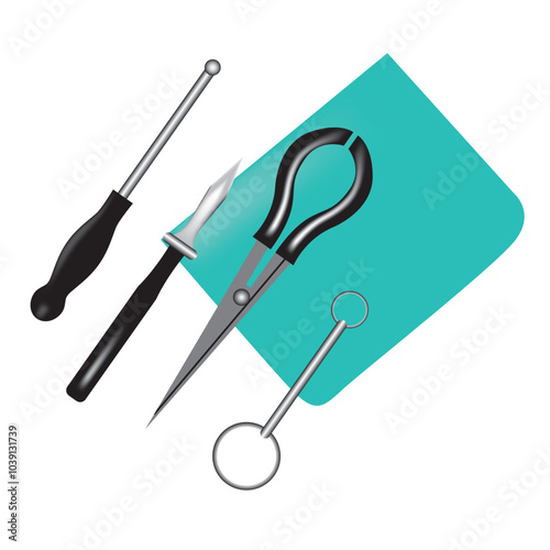 Set of various medical instruments