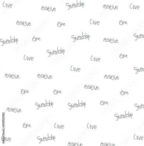 The words "love", "like", "positive", "friendship" form the background.