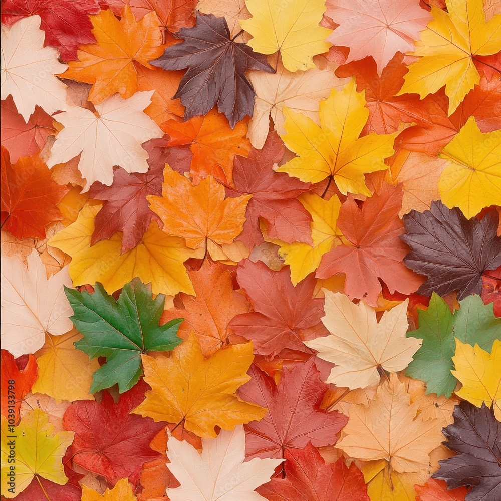 Autumn Maple Leaves in a Forest Clearing - Nature Background Image Autumn Maple Leaves in a Forest Clearing - Nature Background Image