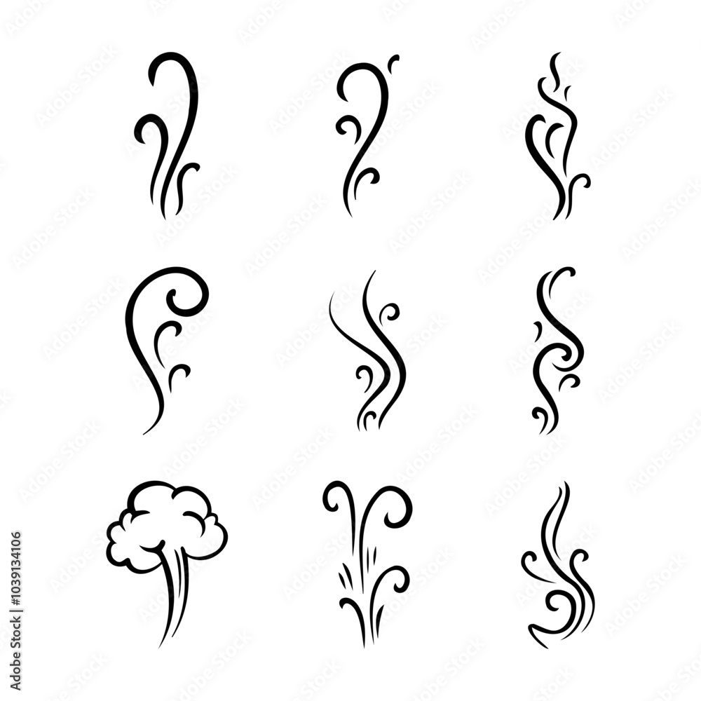 Smoke or Scent Steam Line Icon Set. Smoke or Scent Steam Line Icon Set.