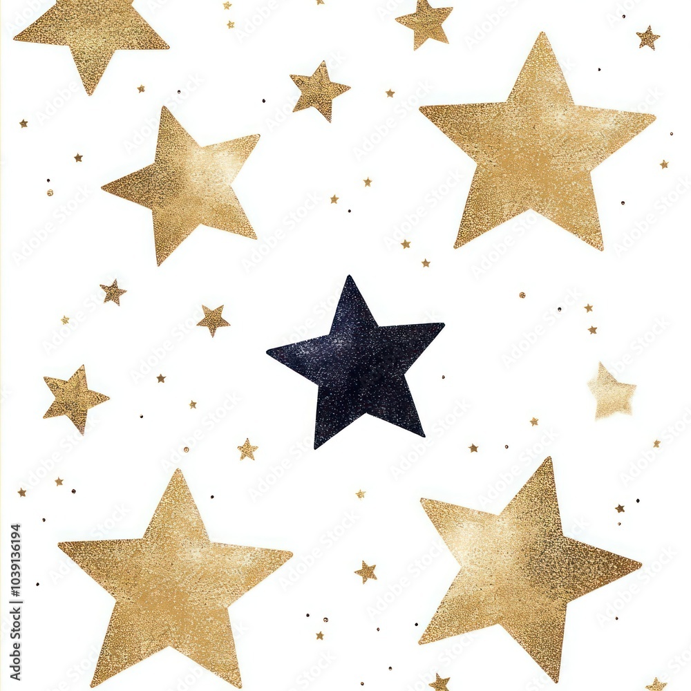 Golden Luxe Celebration: Sparkling Confetti and Random Stars Golden Luxe Celebration: Sparkling Confetti and Random Stars