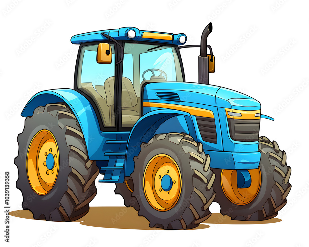 Blaue Traktor Illustration in Cartoonstil - KI generiert Blaue Traktor Illustration in Cartoonstil - KI generiert