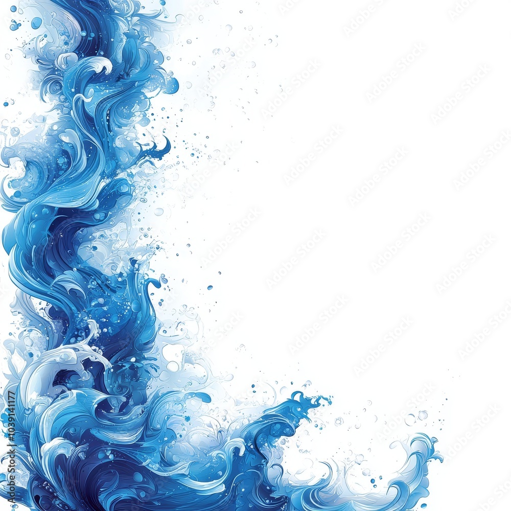 Fototapeta premium Vibrant abstract ocean waves with swirling shades of blue creating a sense of movement and depth.