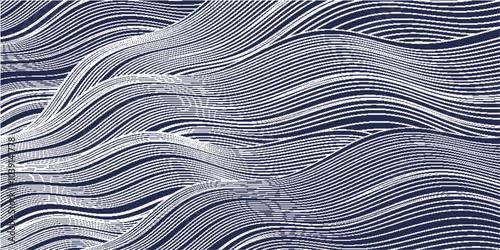 青　波　和柄　模様　背景	