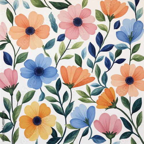 Watercolor Illustrations of Cute Flowers. adorable