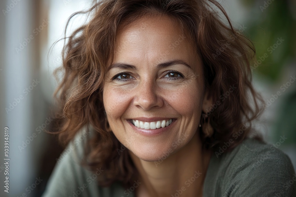 Smiling woman looking at camera - generative ai Smiling woman looking at camera - generative ai