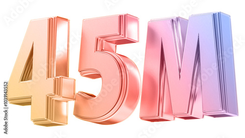 45M Followers Gradient Number 3D Render photo