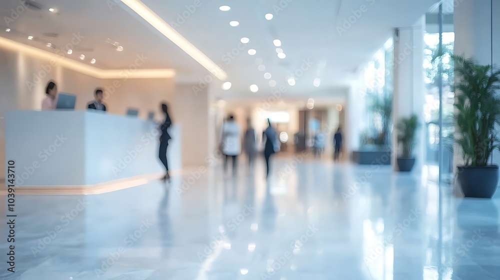 Blurred Interior Design Office Space Reception Desk Blurred Interior Design Office Space Reception Desk