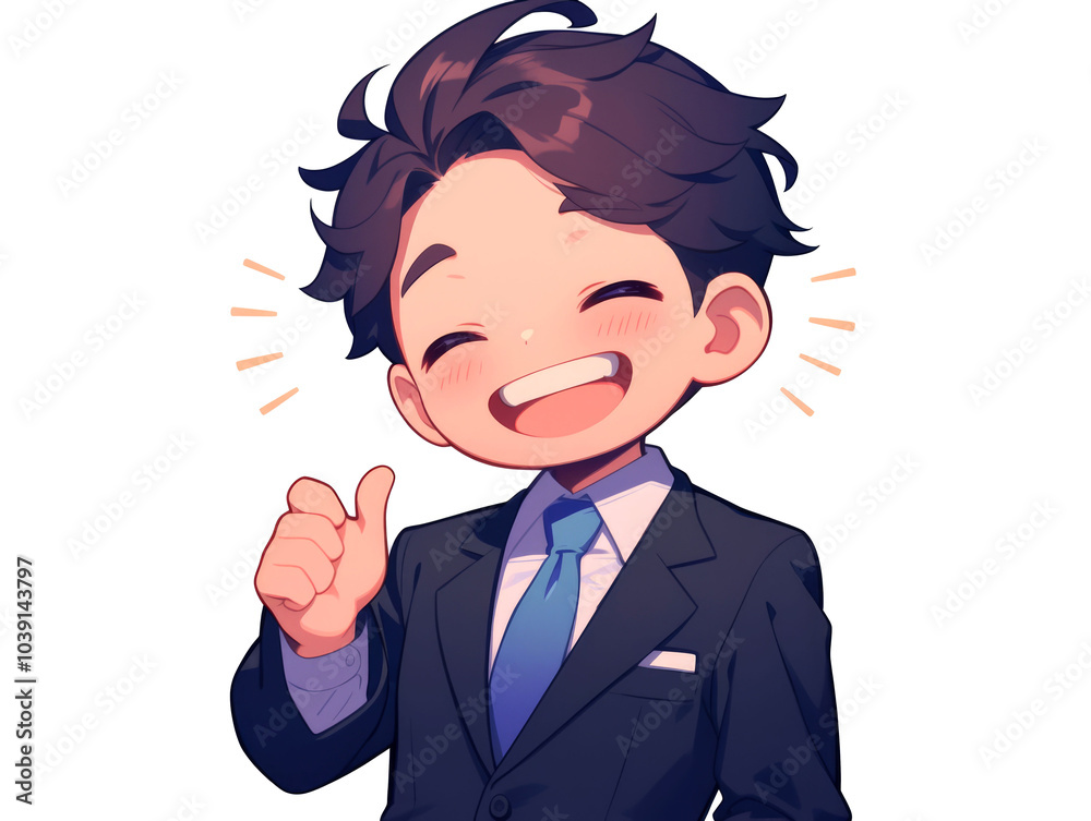 A happy cartoon man in a suit gives a thumbs up. A happy cartoon man in a suit gives a thumbs up.