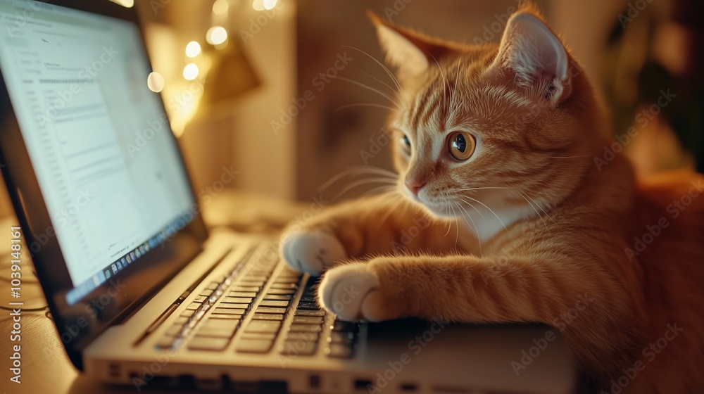 The kitten sits near the laptop. The cat is a freelancer. The kitten sits near the laptop. The cat is a freelancer.