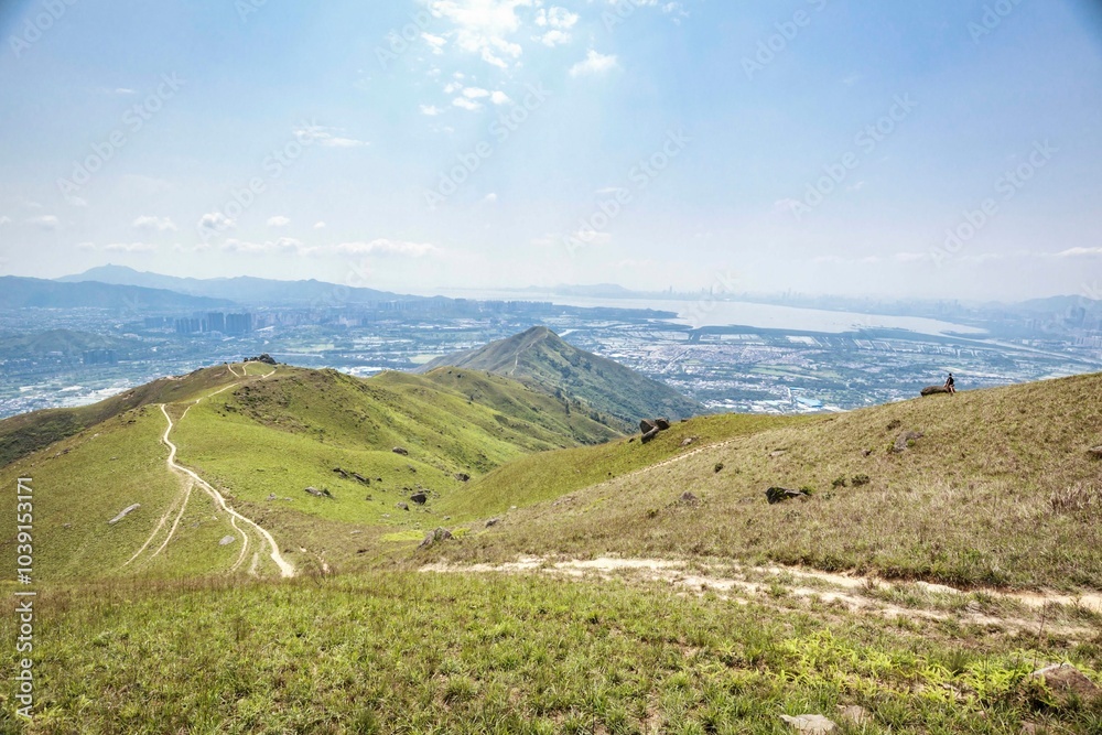 Fototapeta premium Panoramic View from Kai Kung Leng, Hong Kong’s Scenic Hilltop