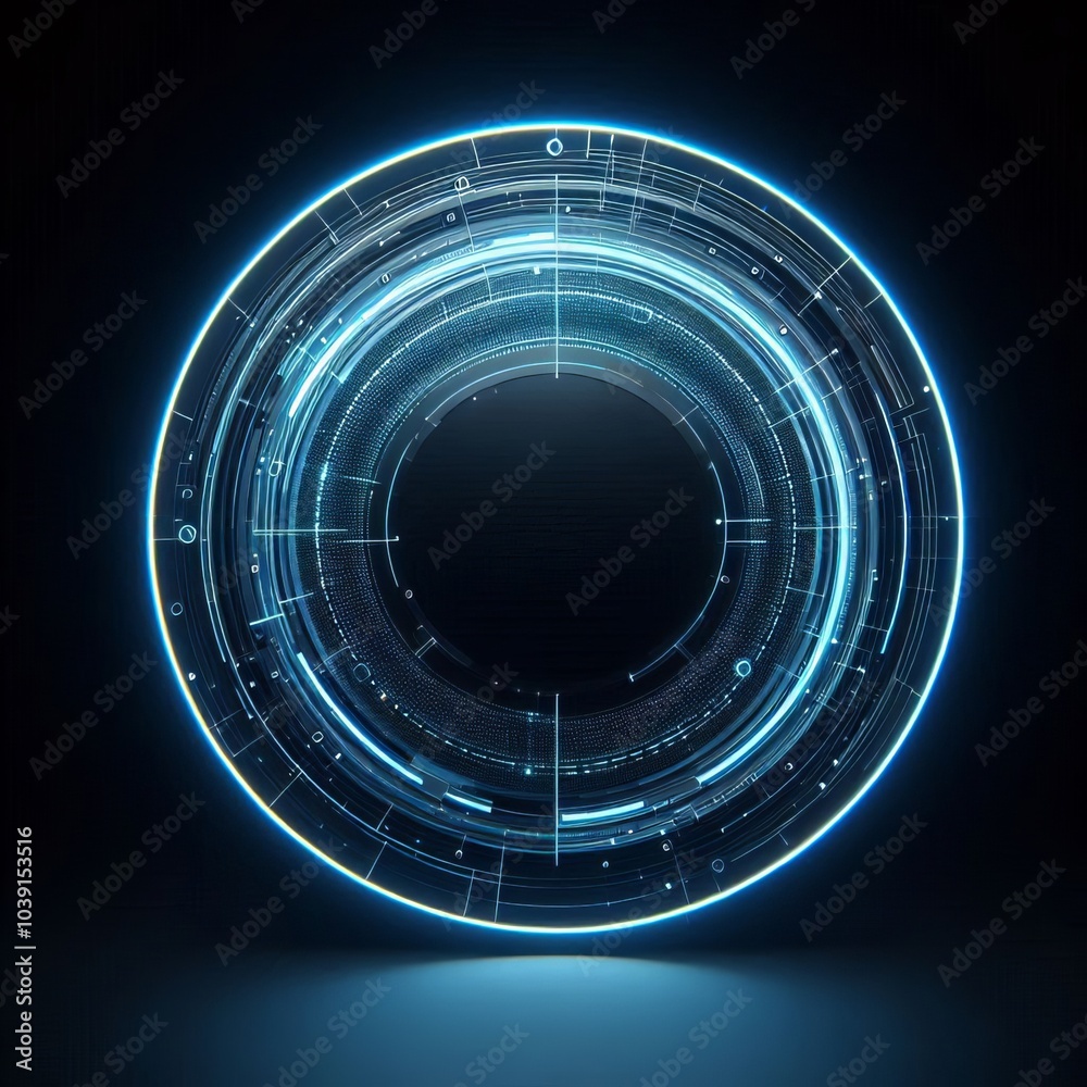 A double blue glowing circle in dark space backgrounds, glitter inside, for design A double blue glowing circle in dark space backgrounds, glitter inside, for design