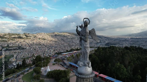 drone view of the back of El Panecillo in Quito