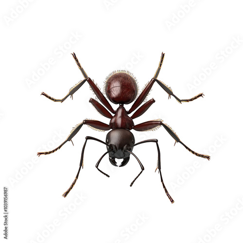 view of an ant with a detailed body structure transparant background