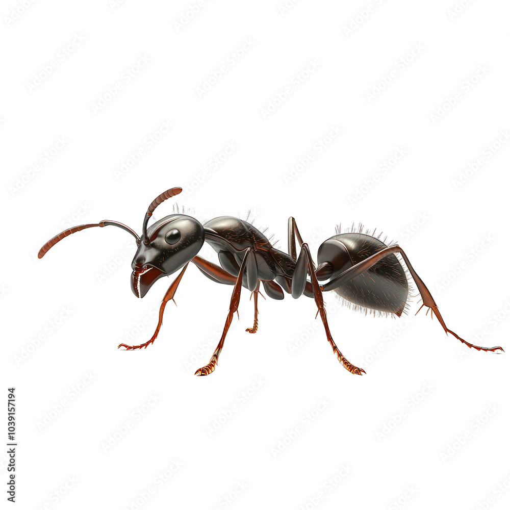 view of an ant with a detailed body structure transparant background view of an ant with a detailed body structure transparant background