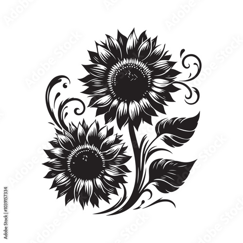 sunflower vector silhouette