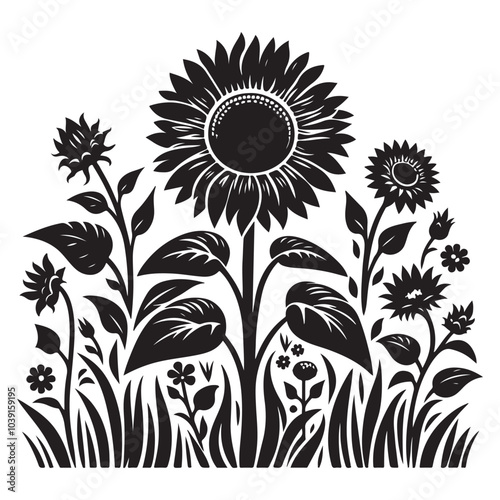 sunflower vector silhouette