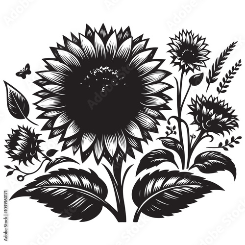 sunflower vector silhouette
