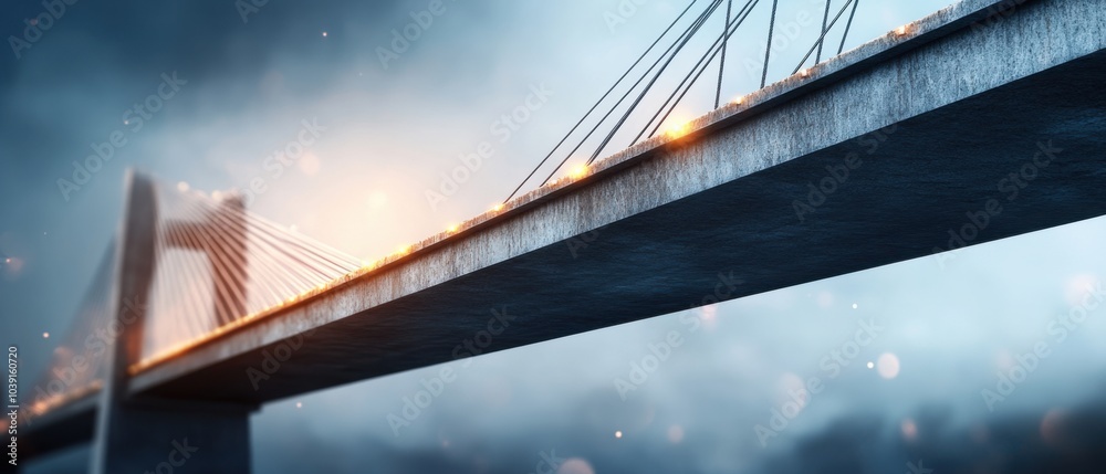 Fototapeta premium Stunning modern bridge against a dramatic atmospheric background.