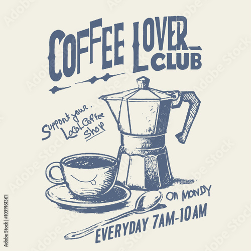 Retro Poster cartoon character of coffee. Graphic Design for T shirt Street Wear and Urban Style. Vector illustration