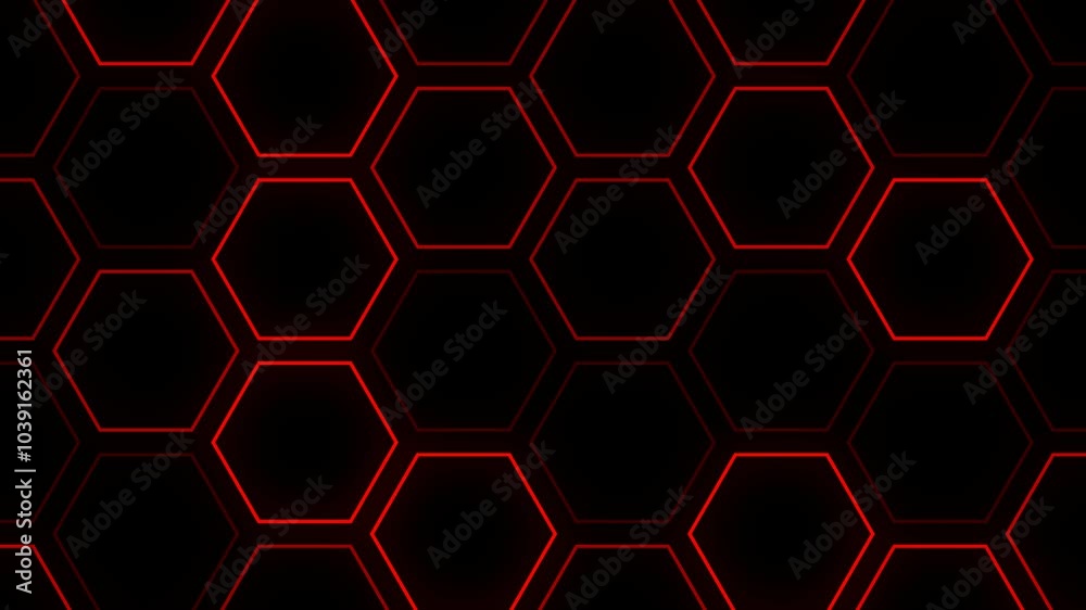 red neon hexagon pattern background