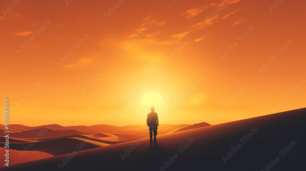 Fototapeta premium digital technology yellow orange sand dune landscape poster background
