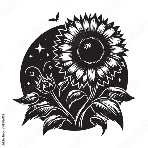 sunflower vector silhouette