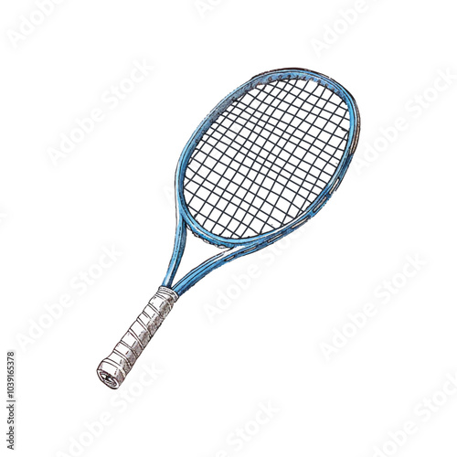 tennis racket vector illustration in watercolor style